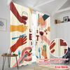 2pcs 2D flat printing Window Treatment Curtains LET'S EAT PEOPLE FOOD Polyester Fabric Without Electricity Festive Holiday Use