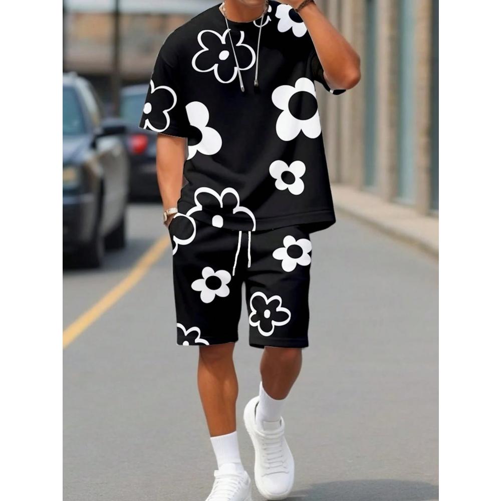 Men's Casual Fashion Simple Short-sleeved Shorts Set Comfortable Loose Sports Suit Versatile Unisex Sports Clothing