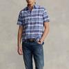 Polo Ralph Lauren FW22 Logo Embroidered Plaid Button-Up Short Sleeve Shirt Men shirts Blue MNPOWOV1N820553-999