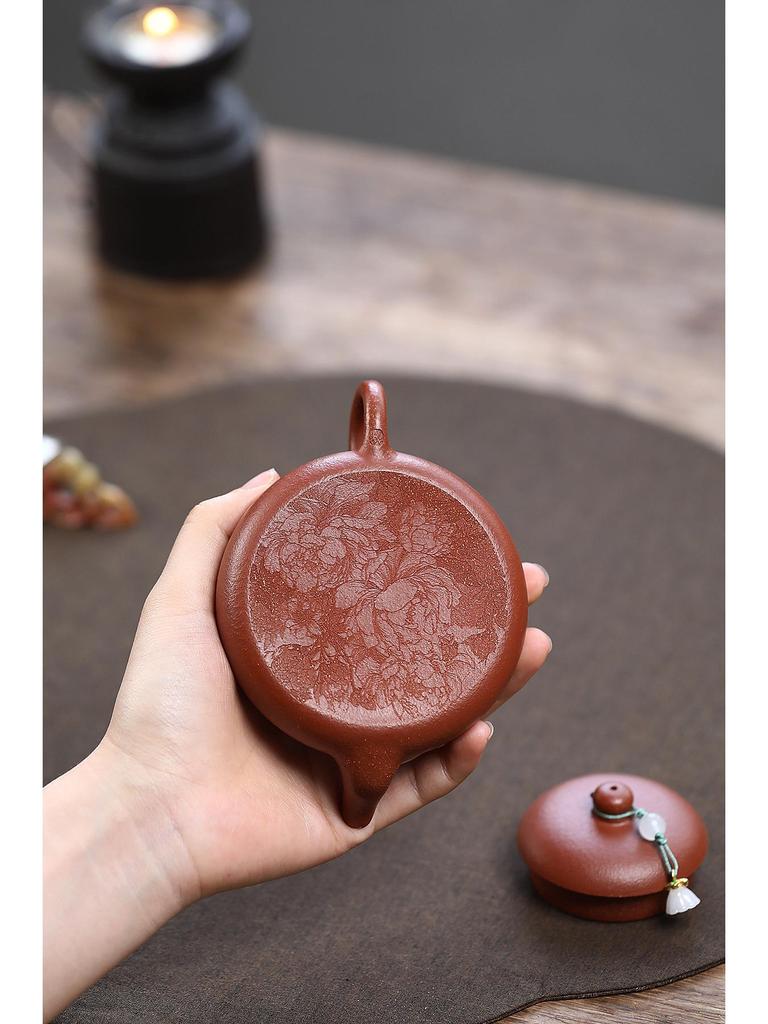 Jun De Yixing Zisha Clay Hand-Carved Push Ball Teapot Tea Set