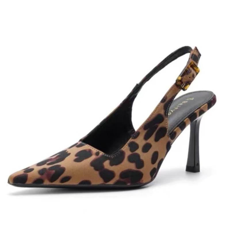 Fashion Summer New Stiletto Sandals Women's Fashion Pointed Head Shallow Mouth One Word Buckle Anti-slip Wear-resistant High Heels