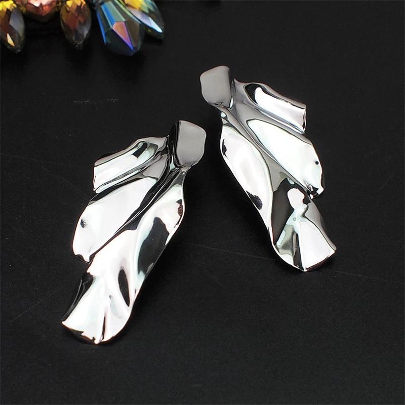 Exaggerated Irregular Metal Dangle Earrings for Women Big Geometric Statement Punk Personality Hanging Earrings