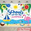 2D "School's Out for Summer" Photography Backdrop with Flamingo & Sailboat