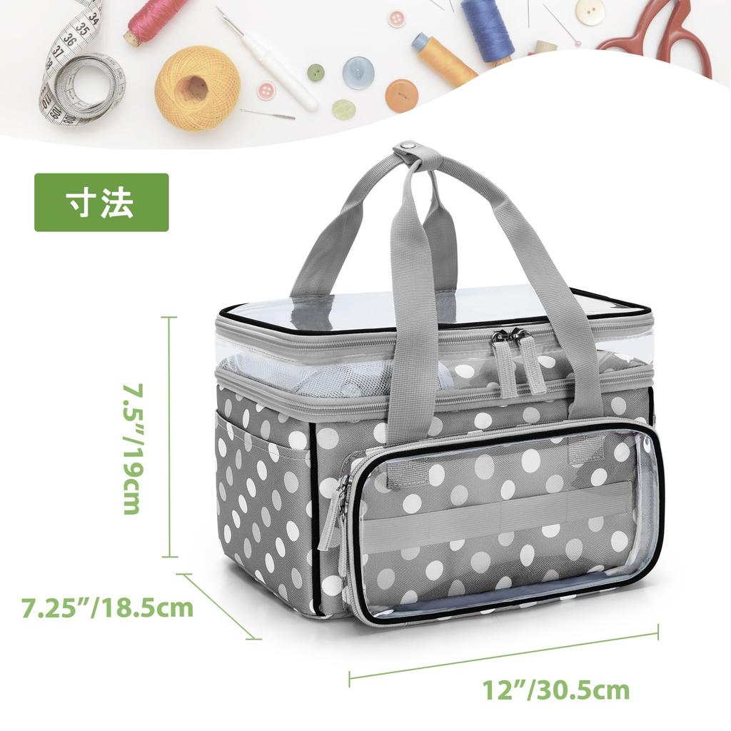 Luxja Sewing Box, Sewing Bag, Double Layer, Large Capacity, with Transparent Compartment and Removable Divider, for Storing and Carrying Sewing Tools,