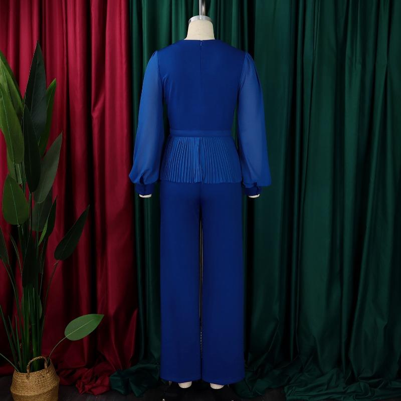 Traje de dos piezas con pantalones anchos y manga larga para mujer, nuevo estilo