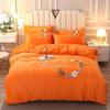 4pcs/set Crystal Coral Fleece Quilt Cover Bedding Set Autumn and Winter Thickened Warm Double Bed Sheet Quilt Pillow Flower Embroidery Four Piece Set