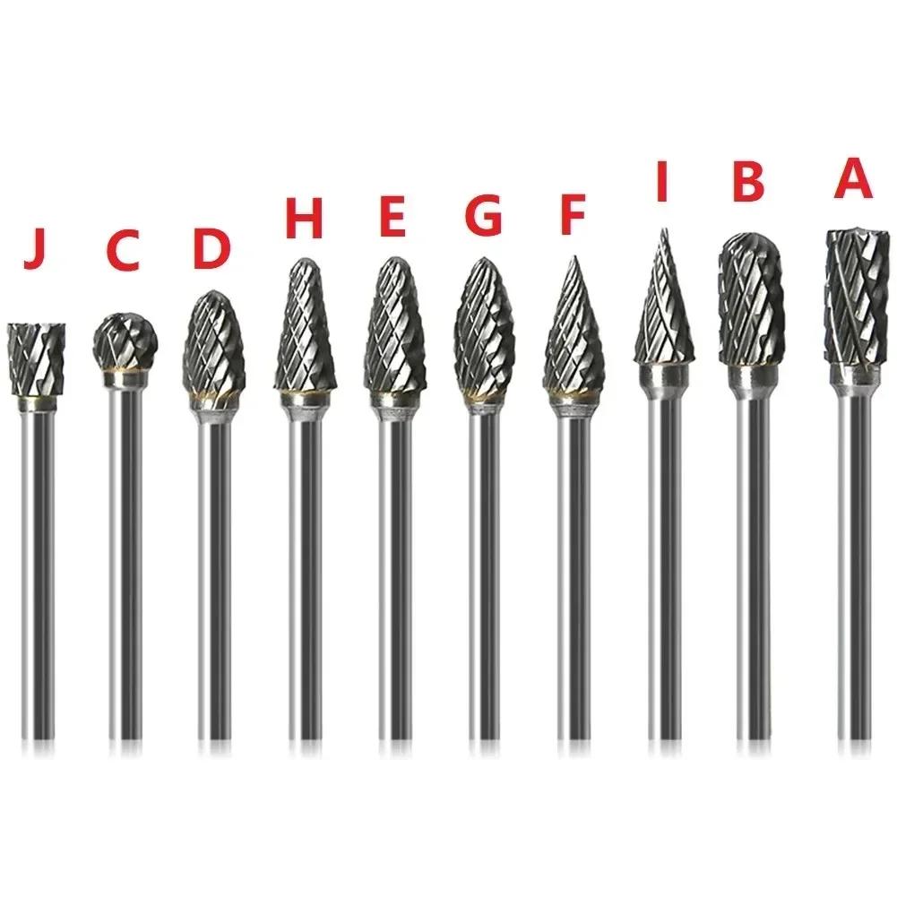 3x6mm Hartmetall-Fräser Rotationsfeile Bohrer Die-Grinder Schnitzwerkzeug Doppelschnitt Solide Elektrowerkzeuge Metall Holz Fräser