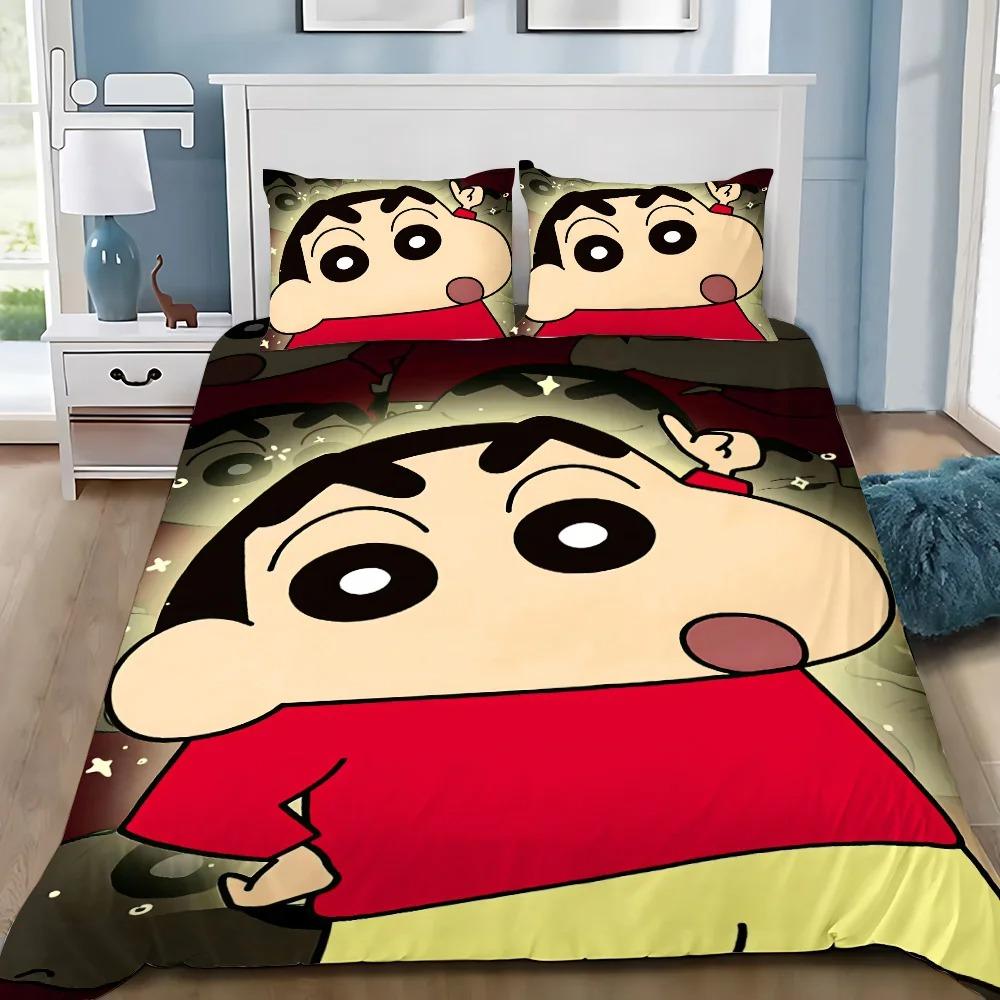Exquisite 3D Cartoon Wallpaper Shin-chanS Digital Printing Bedding Set Duvet Cover Comforter Bed Youth Kids Girl Boys Gift