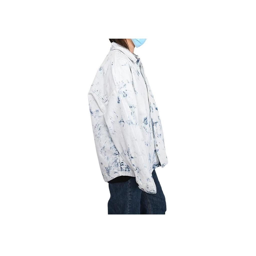 Vans Bleach Wash Denim Oversized Shirt Jacket White Blue Men VN000R5KF48