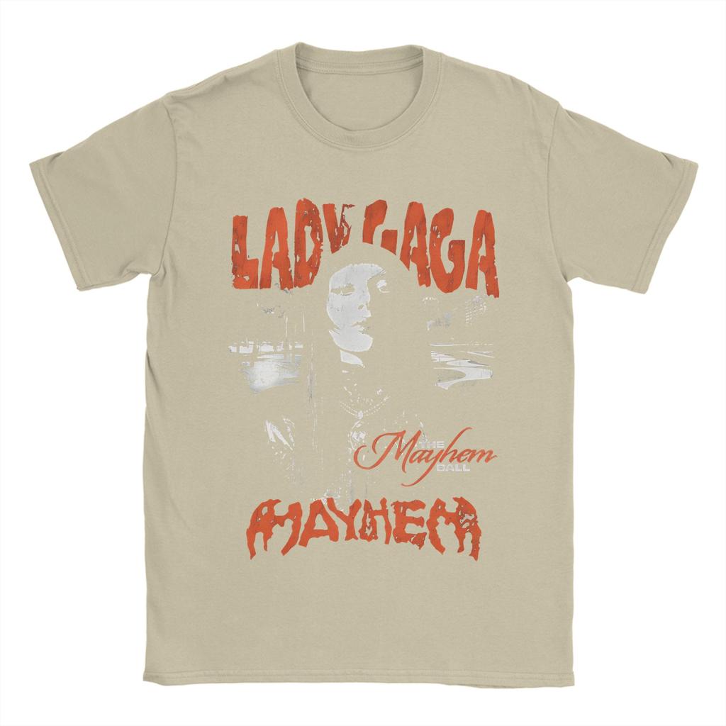 Lady Gaga  The Mayhem Ball Tour   Tshirt Unisex Cotton Top Tee Harajuku  Round Neck Short Sleeve