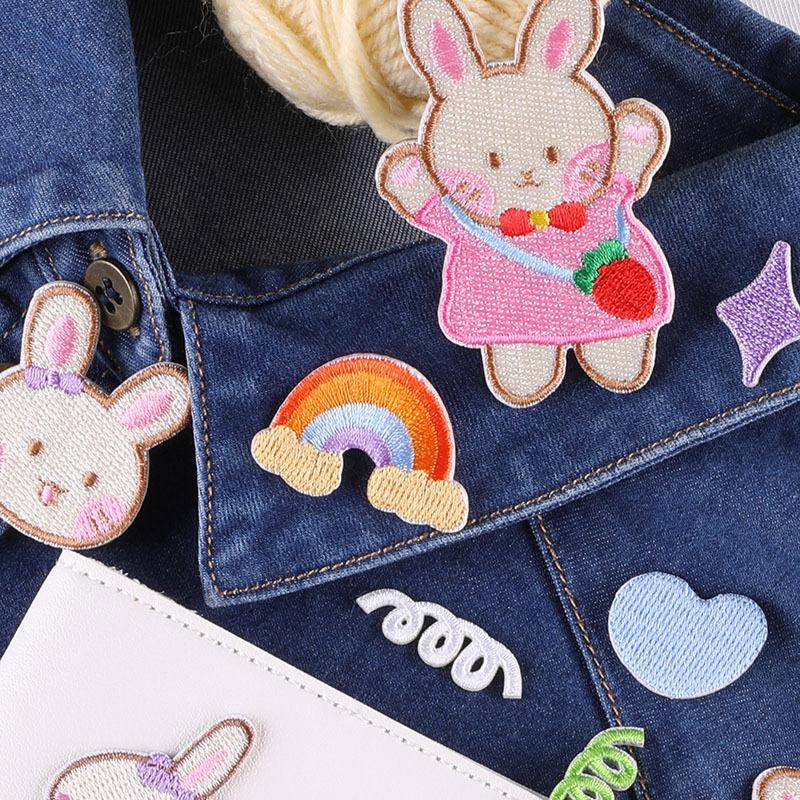 Embroidery Love  Cartoon Cute Rabbit Patch Sticker Embroidery Clothing Accessories Letter Badge Cloth Sticker