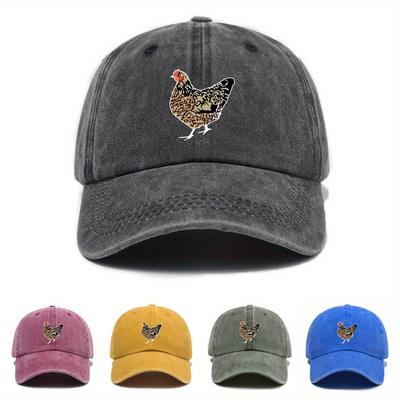 Hen Print Baseball Cap Men Women Retro Flat Hat Adjustable Slouchy Design For Cycling Mountaineering Cozy Snapback Outdoor Cap