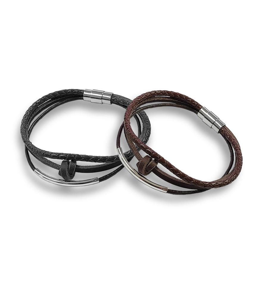 Vacci 3-Tier Layered Leather Bracelet Vc24M7Acbl01