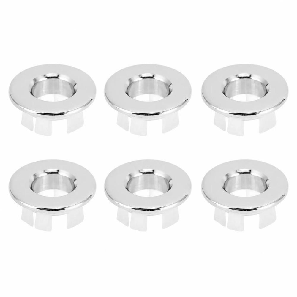 6Pcs Hollow Design Sink Overflow Rings Round Shape Brass Material Sink Cover Circular Insert Style Hole Cover Wash Basin