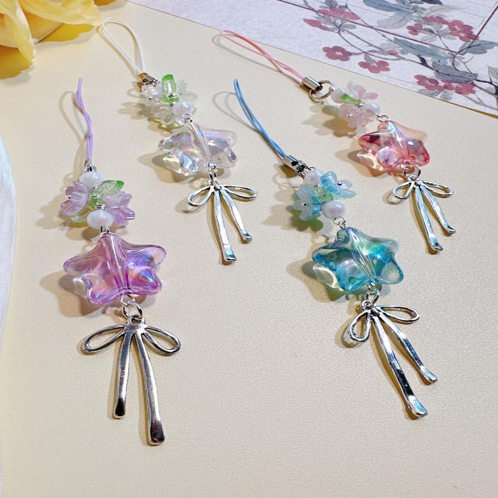 Cherry Blossom Key Chain Fade-Resistant Phone Lanyard Star Key Chain Gradient Mobile Phone Straps For Cute Gift Afternoon Tea