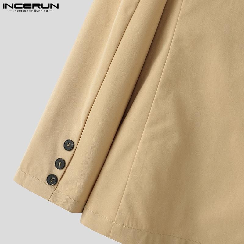 INCERUN Men Lapel Neck Long Sleeve Side Lace-up Casual Loose Thin Blazer Oversized Coats