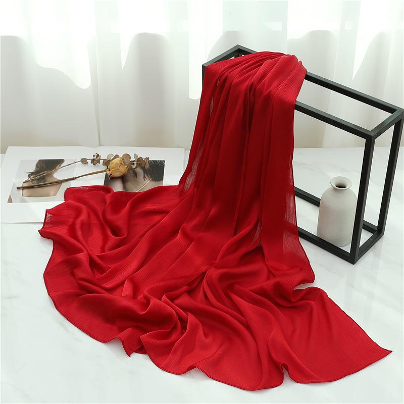 Headscarf Solid color silk scarf Basic versatile scarf Women's smooth crepe travel scarf Xizang travel shawl