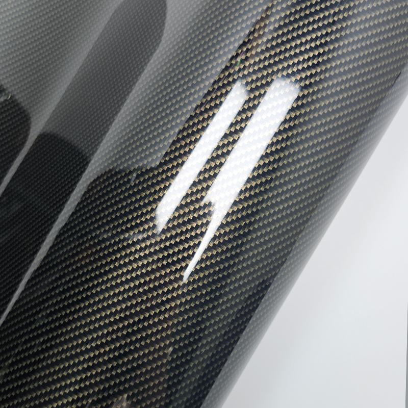 Yüksek Parlaklıkta Siyah Altın Karbon Fiber Araç Kaplama Filmi Sticker Araç Modifikasyonu İçin Stickerlar Yapışkanlı Vinil Motosiklet Kapağı Dekalleri