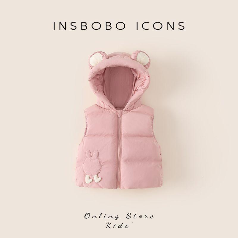 Insbobo Baby down Vest Autumn and Winter 2025 New Style Baby Girl down Vest Winter Clothing Baby Warm Children s Clothing Pink 90