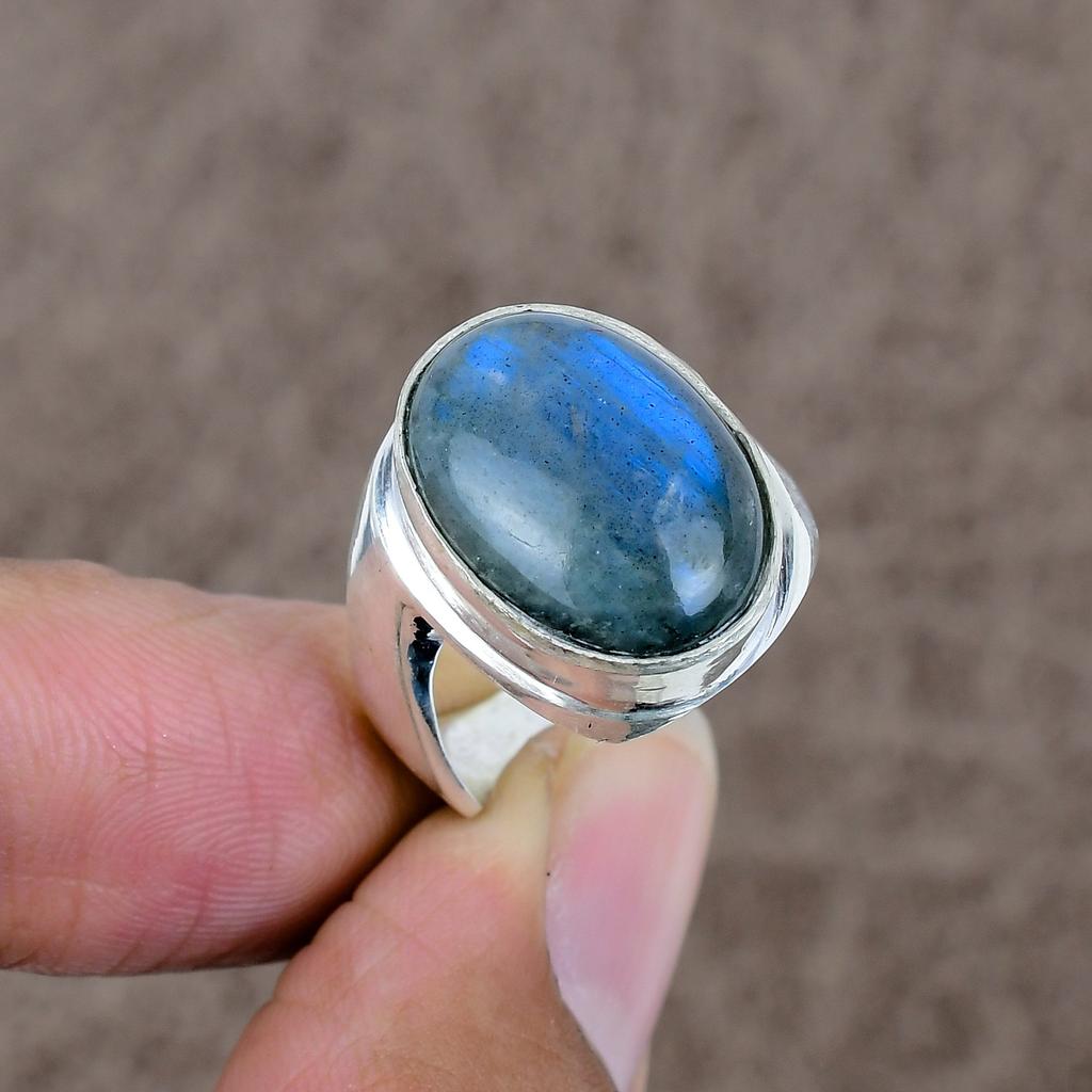 Labradorite Genstone Handmade 925 Sterling Silver Jewelry Ring Size 8 KKG-531
