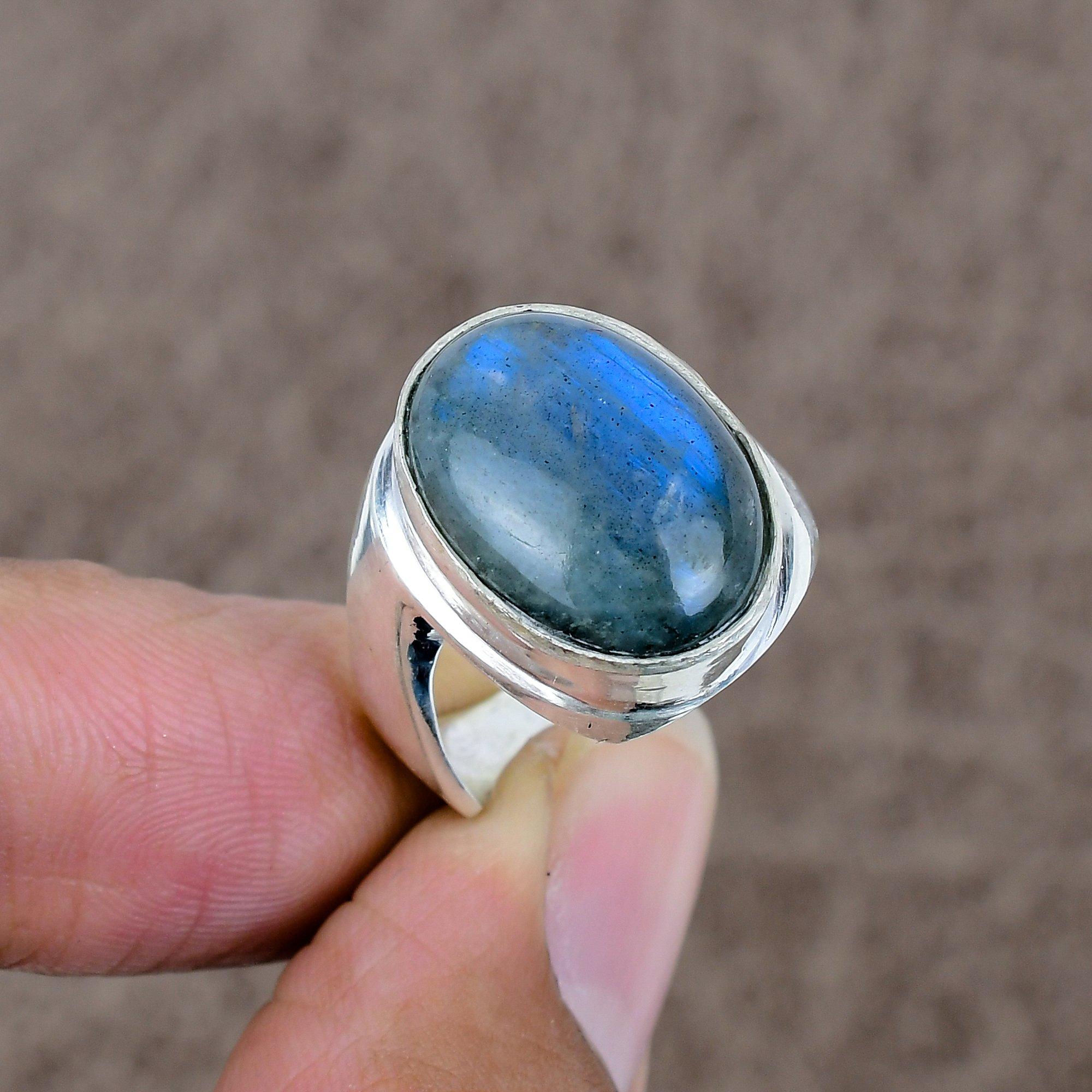

Labradorite Genstone Handmade 925 Sterling Silver Jewelry Ring Size 8 KKG-531