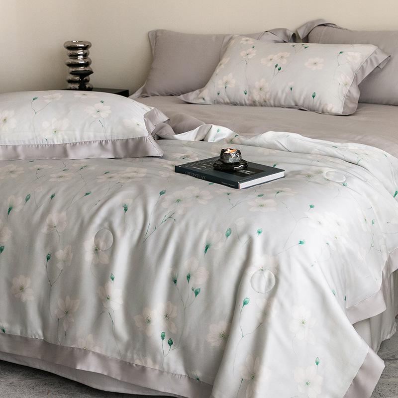 Double-Sided Tencel Summer Quilt Set: 100% Lyocell, Machine Washable, Cool, Thin Blanket
