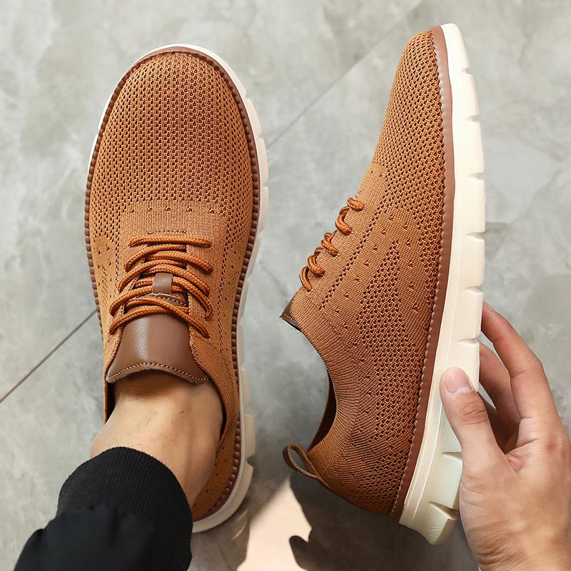 

Ultra-Light Casual Knitted Shoes for Men Breathable Slip-Resistant Sneakers 2026 Flexible Soft Sole Trendy Comfortable Shoes Men 39 коричневый