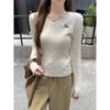 Autumn and Winter Puppy Embroidered Collar Twist Arctic Fleece Sweater Bottoming Knitted Sweater Women's Inner Top