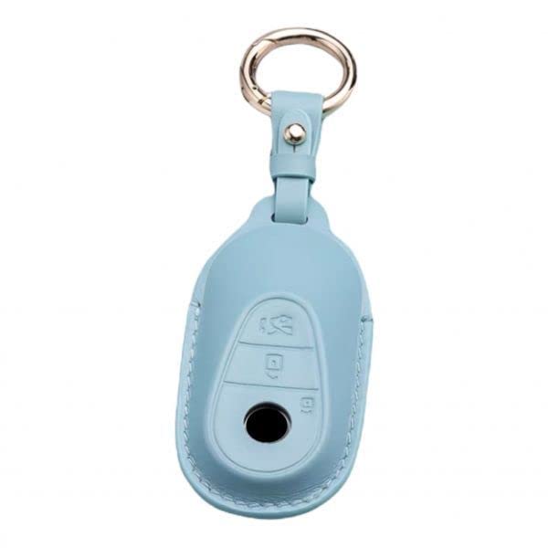 

Kadeco Genuine Leather Key Case Cover for Compatible with New W206 and New W223 Mercedes-Benz, C-Class S-Class (Sky Blue)