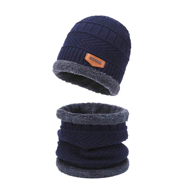 Fleece-Lined Winter Knit Hat & Touchscreen Gloves Set