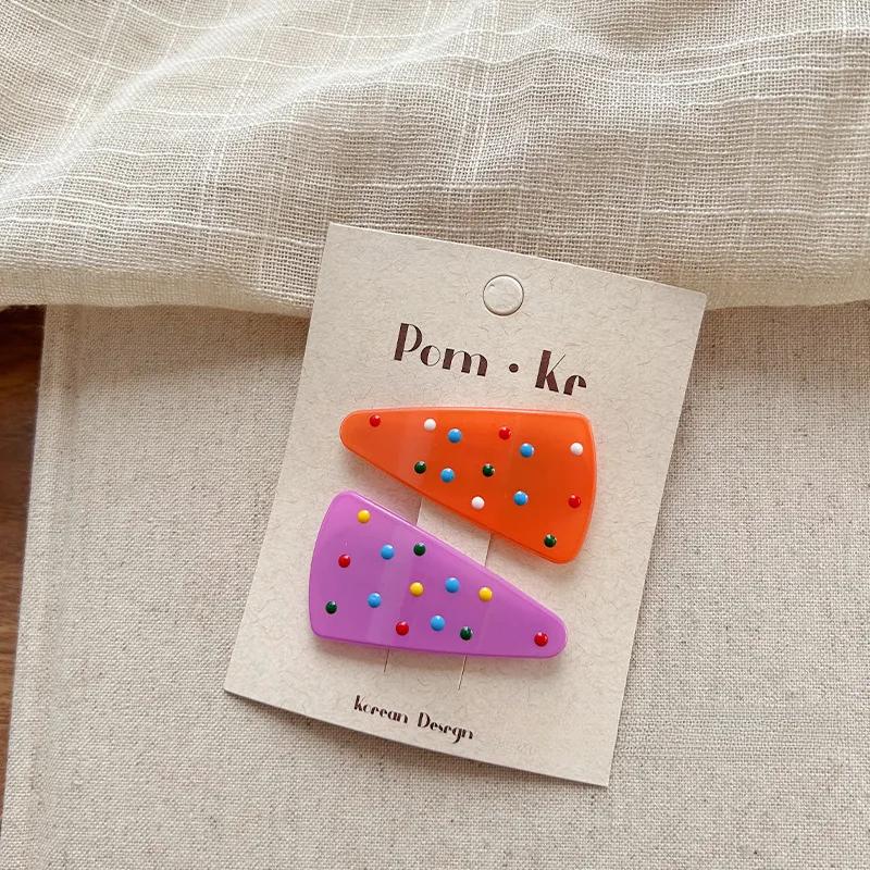 2pcs/set Cute Jelly Color Korean Fashion Kids Girl Hair Clip Triangle Candy Sweet Barrttes for Children BB's Clip Headwear