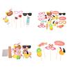 21Pcs Flamingo Photo Booth Props Tropical Hawaiian Summer Hen Party Accessories