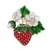 Sparkling Rhinestones Strawberry Brooch Fashionable Lapel Pin Fruit Breastpin Handmade Jewelry for Women and Men