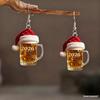 Festive 2026 New Year Christmas Beer Mug & Wine Glass Acrylic Earrings