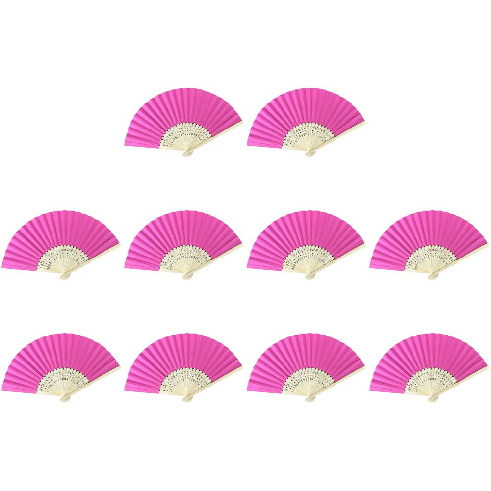 

Hand Fan Pocket Folding Fan DIYBamboo Paper Fan for Wedding Party(Rose Red)