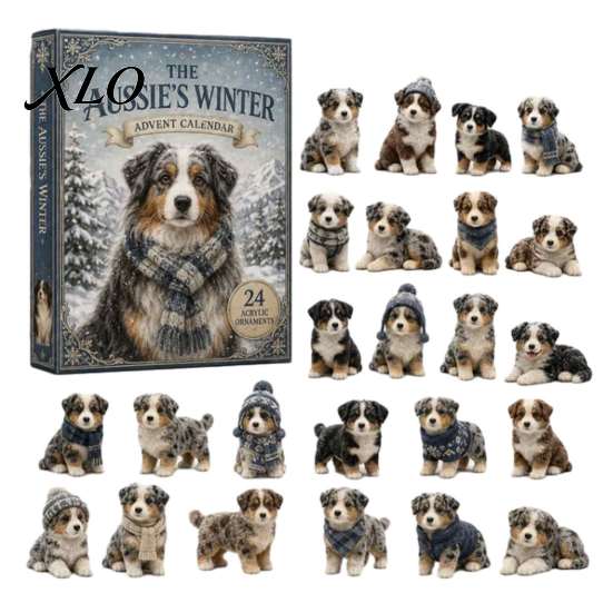 Australian Shepherd Advent Calendar The Aussie's Winter Calendar, 24-Day Countdown Acrylic Ornament Set Holiday Surprise Gift for Dog Lovers with Mini