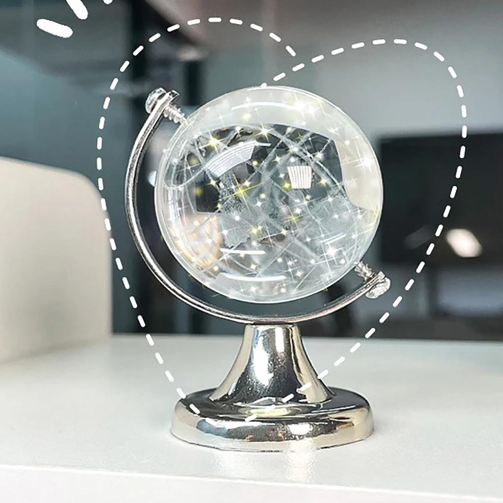 2 Pcs Mini World Globes Round Earth Globes Crystal Clear Desk Office