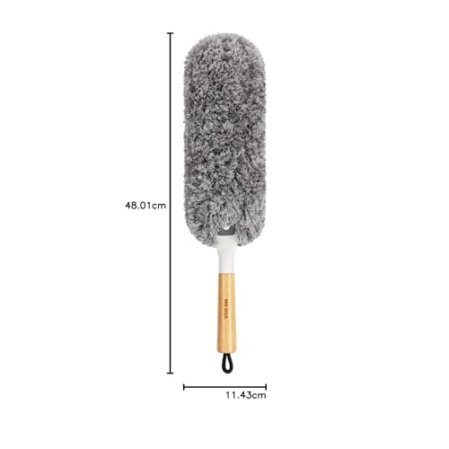 MR.SIGA Lint-Free Duster with Bamboo Handle and Interchangeable Heads, Washable Microfiber Duster for Household Cleaning