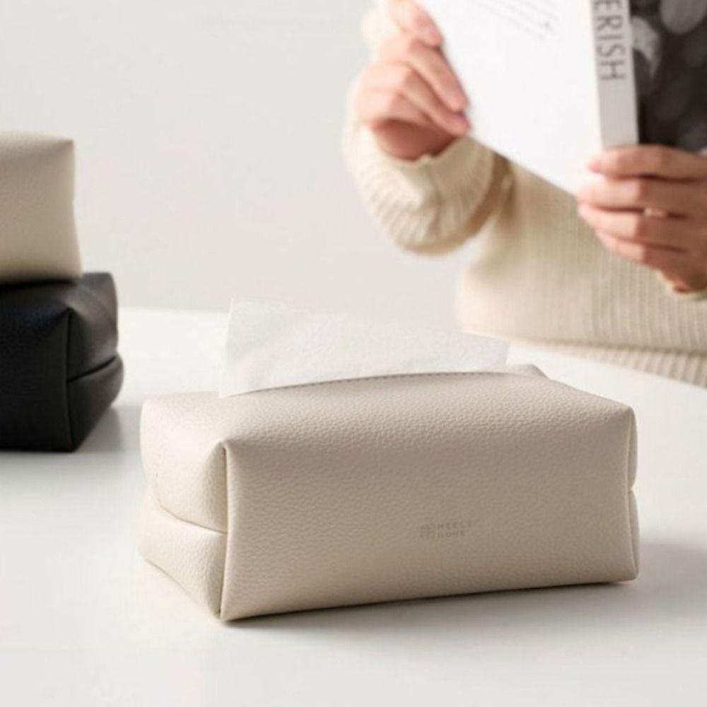 Artificial Leather Tissue Box Desktop Decoration Napkin Holder Tissue Storage Box  Living Room