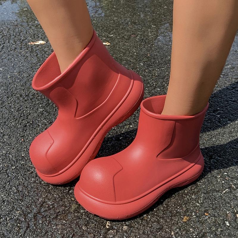 Waterproof Eva Thick Bottom Ankle Boots Women 2025 Winter Chunky Platform Non Slip Rain Boots Cute Round Toe Girl's Water Shoes