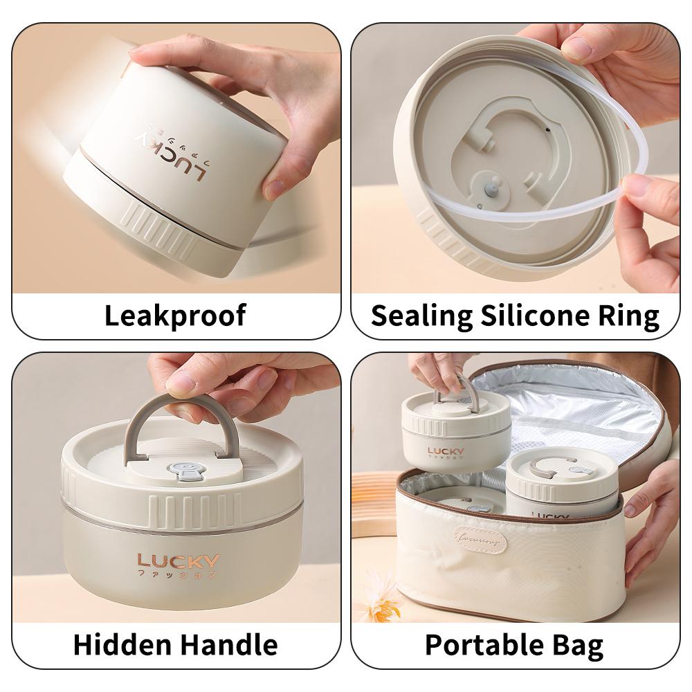 Sada krabiček na oběd Bento, Přenosná nádoba na oběd s udržováním tepla s izolovanou taškou, Termonádoba na jídlo z nerezové oceli 18/8