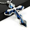 Trendy Men's Multi-Color 3-Layer Cross Necklace with Dog Tag Pendant