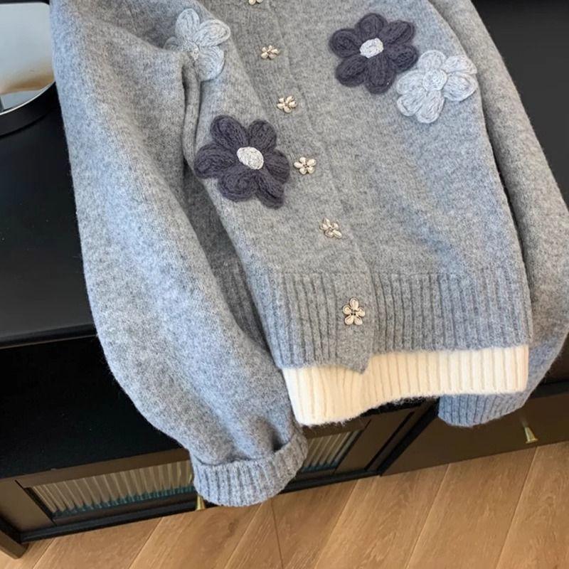 Sweaters Coat Cardigan for Women Cotton Vintage Loose Long Sleeve Knit Cardigan Sweaters Jacket