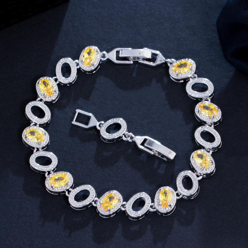 Popular Jewelry Accessories Color Zircon Jewelry Bracelet Brass Electroplated Platinum Jewelry