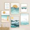 Abstract minimalist Sea Beach Surfboard Mountain Posters Wall Art Canvas Painting Wall For Living Room Decor