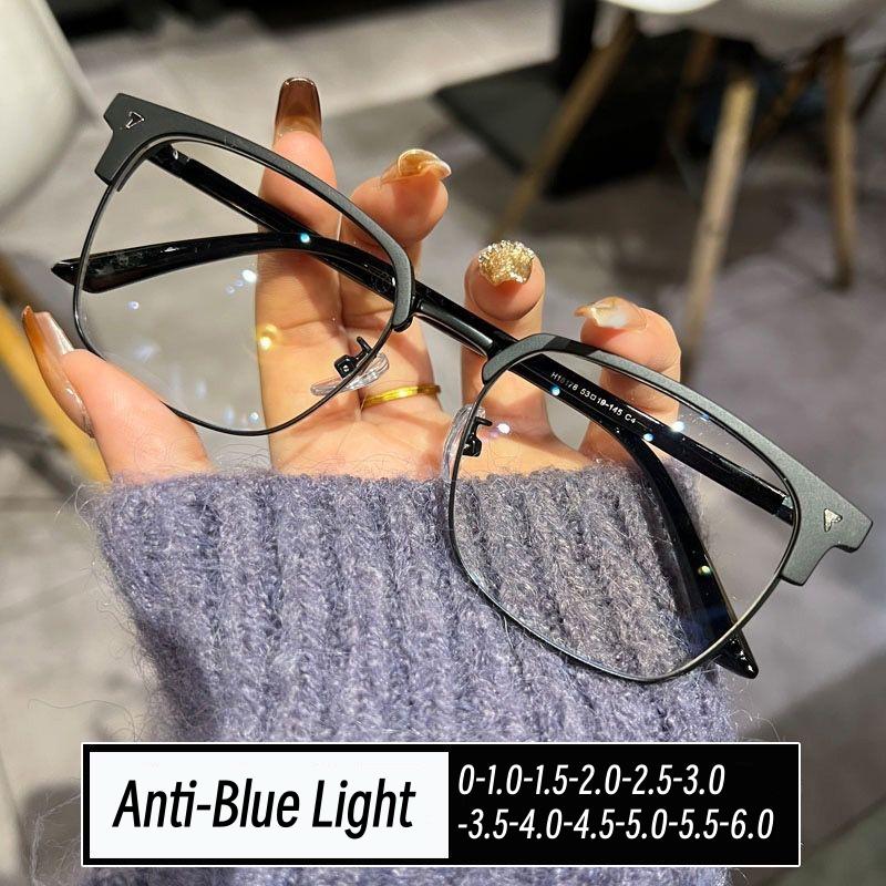 

Fashion Ladies High Definition Eye Protection Anti Blue Light Myopic Glasses Men s Fashionable Half Frame Near Sight Glasses 0 To -6.0