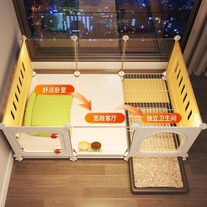 Einzimmer-Suite Hundekäfig Luxus Haustier-Villa mit Toilette Separater Bereich Teddy Hundehütte Premium Haustier-Residenzsystem Innen Zwinger