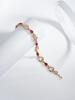 Fashion Chain Heart Bracelet for Women with Red Teardrop Gemstones and Crystal Accents Adjustable Length Elegant Design