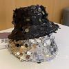 Korean Style Sequin Bucket Hat for Women - Fashionable, Foldable, Face Slimming Outdoor Travel Accessory