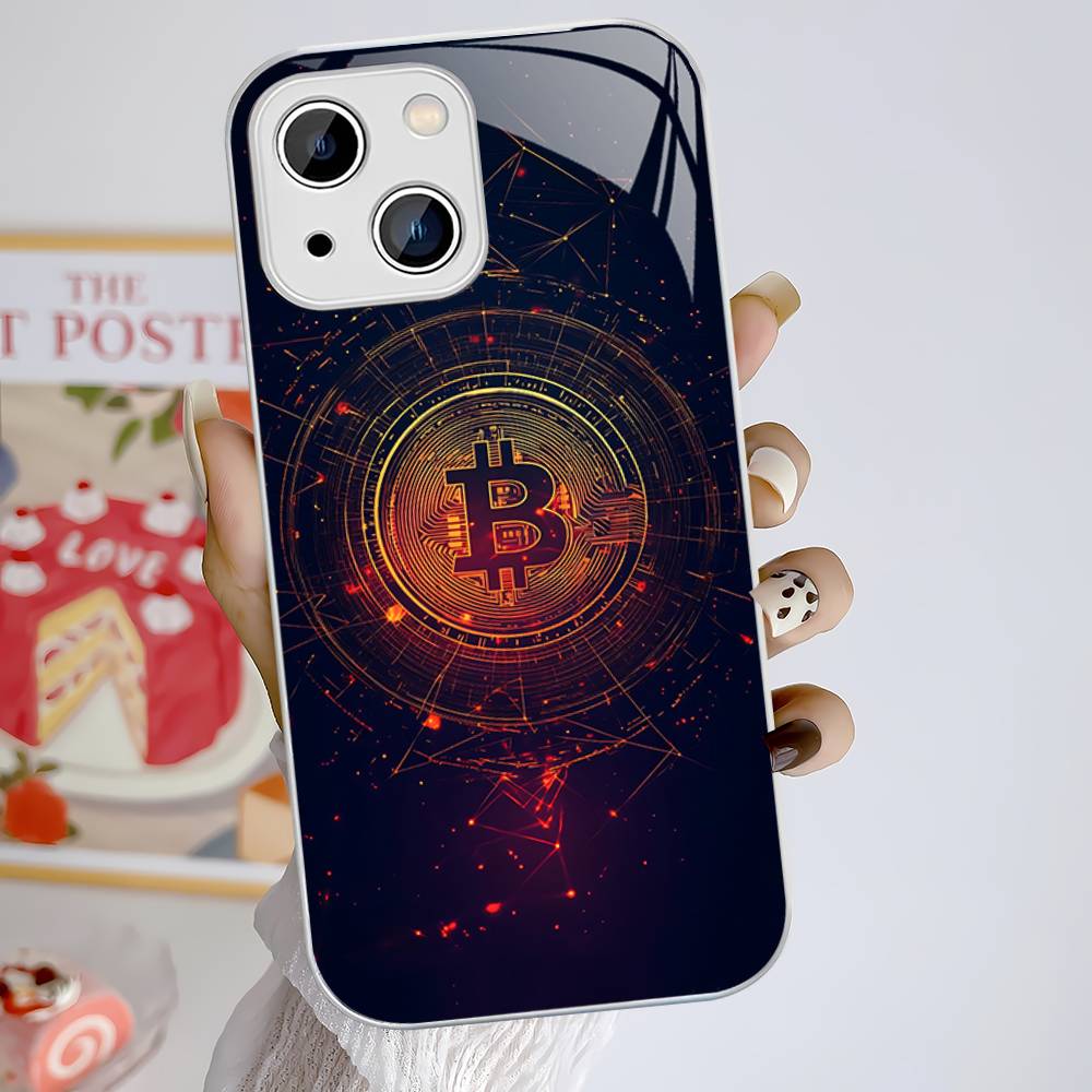 B-Bitcoin For IPhone 14 13 12 Mini 11 Pro XS Max X XR 14 Plus Tempered Glass Cover